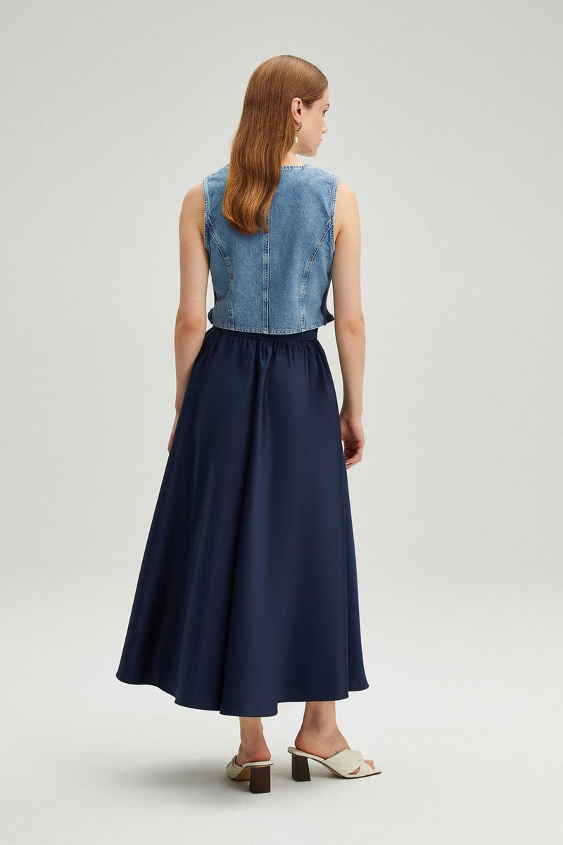 Touche Pleated Satin Skirt  - Image 5