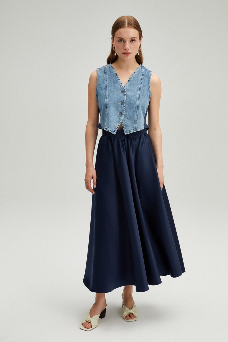 Touche Pleated Satin Skirt  - Image 2