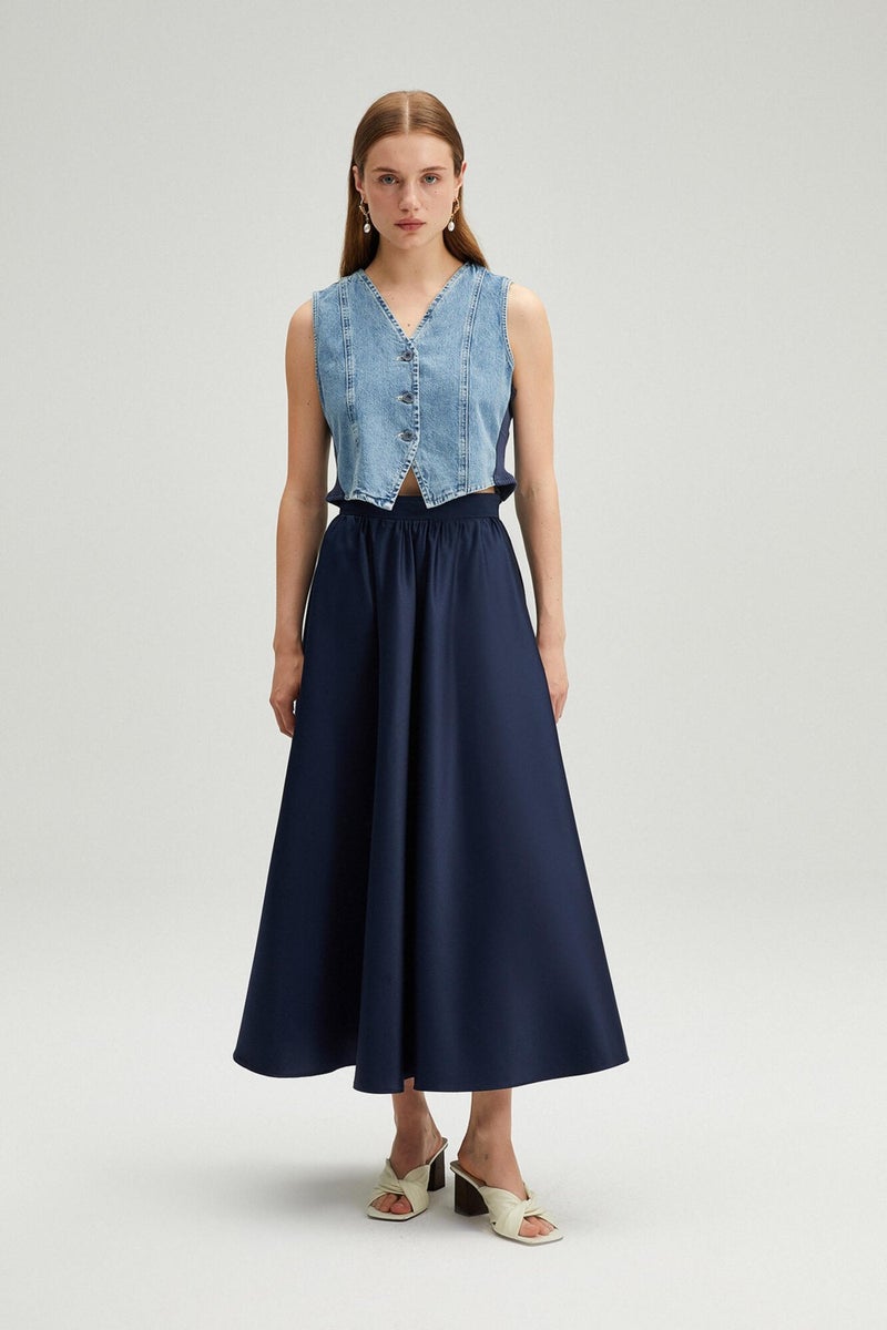 Touche Pleated Satin Skirt  - Image 1