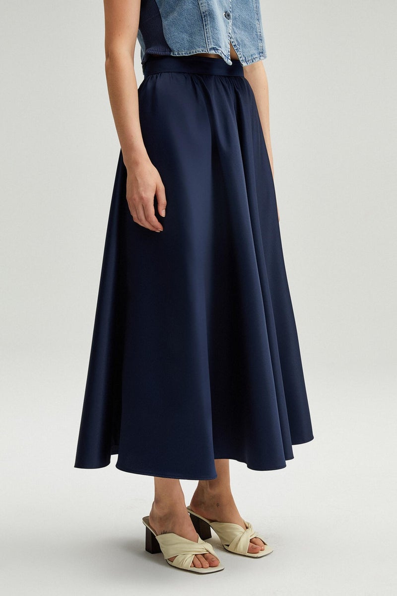 Touche Pleated Satin Skirt  - Image 3