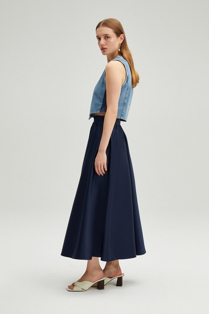 Touche Pleated Satin Skirt  - Image 4