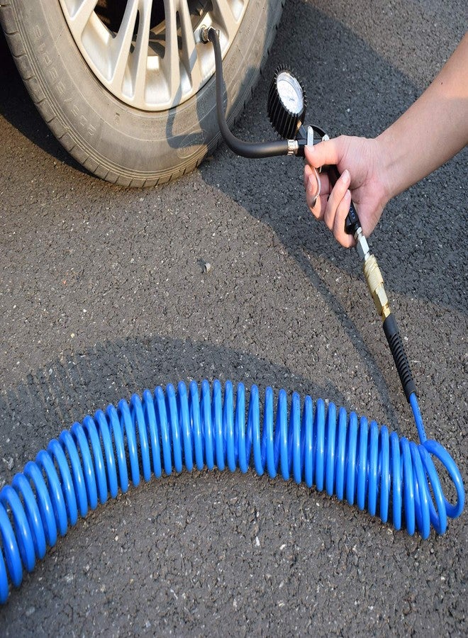 يوتوو مجموعة من 5 خراطيم هواء من البولي يوريثين من يوتو، خرطوم ضاغط هواء بقطر داخلي 1/4 بوصة وطول 25 قدمًا مع مقيد الانحناء، وصلة سريعة صناعية 1/4 بوصة وقابس، أزرق. - Image 4