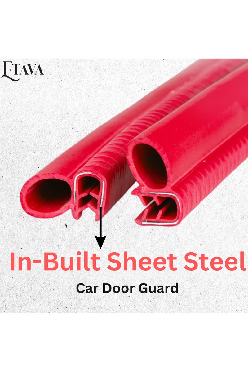 ETAVA Car Door Edge Guard Rubber Clip (2 Pcs, 50cm Each) | U Shape Anti-Collision Bumper Strip | Universal Fit – No Glue – Scratch Protector for Most Cars – Red - Image 4