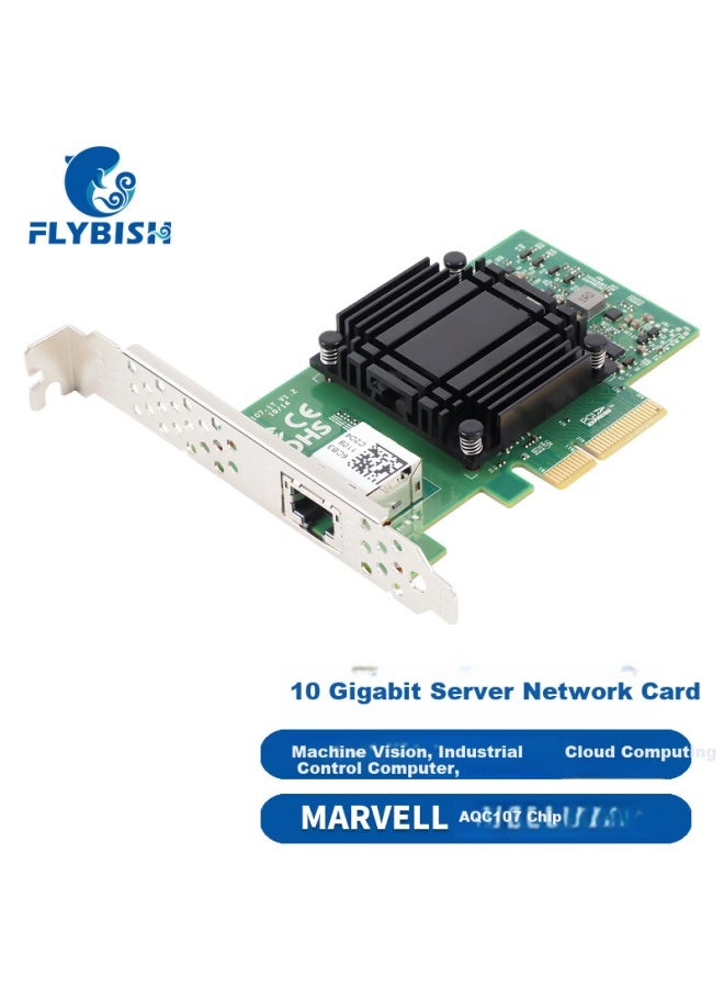 Flybish Na107-T1 Pcie X4 10G Single Port Ethernet Network Card With Aqc107 Chip For Internet Cafes, Servers, Nas, And Industrial Cameras - Image 1