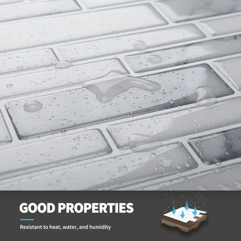 آرت3d أرت3د – 10 ألواح من البلاط الفاخر القابل للتثبيت على الجدران، مقاس 12×12 بوصة، بتصميم على شكل رخام أبيض. - Image 3