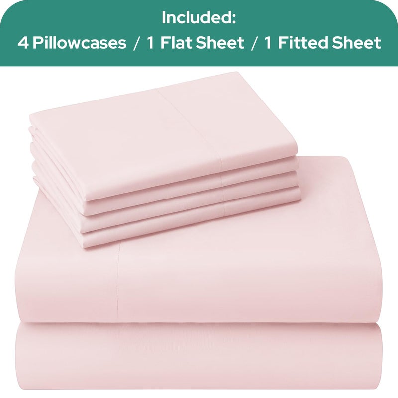 HOMEIDEAS Full Size Bed Sheets - 6 Piece Set (Pale Pink) - Extra Soft Brushed Microfiber 1800 Bedding Sheets, Deep Pocket, Wrinkle & Fade Free - Image 4