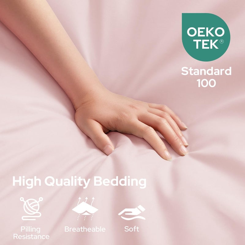 HOMEIDEAS Full Size Bed Sheets - 6 Piece Set (Pale Pink) - Extra Soft Brushed Microfiber 1800 Bedding Sheets, Deep Pocket, Wrinkle & Fade Free - Image 2