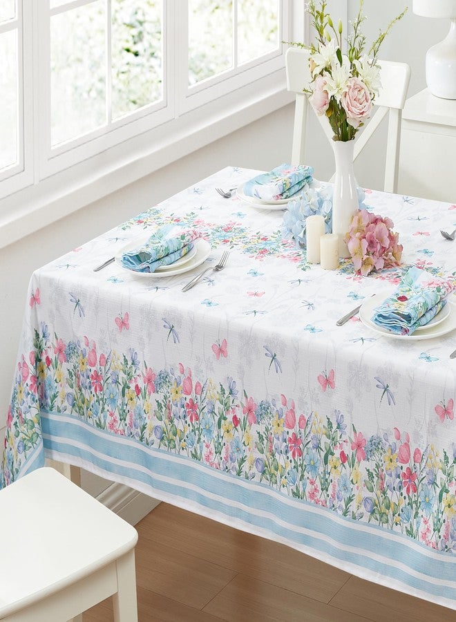 Newbridge Nottingham Garden Blue Pink and Yellow Floral 60 x 84 Inch Rectangle Fabric Tablecloth, Wrinkle and Stain Resistant Table Cloth for Indoor Outdoor Holiday Party Dining - Image 5