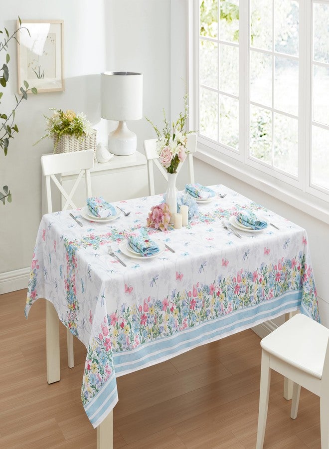 Newbridge Nottingham Garden Blue Pink and Yellow Floral 60 x 84 Inch Rectangle Fabric Tablecloth, Wrinkle and Stain Resistant Table Cloth for Indoor Outdoor Holiday Party Dining - Image 2