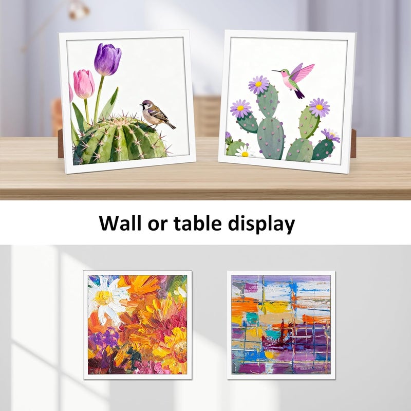 جيفت جاردن إطار صور جيفت جاردن أبيض، 25 × 25 سم، إطار صور حديث للصور واللوحات المربعة، إطار لغرفة المعيشة وغرفة النوم والدراسة، حامل حائط وطاولة - Image 3