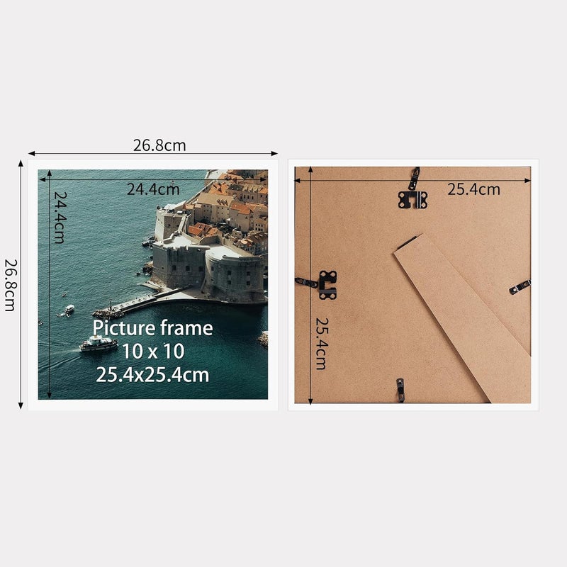 جيفت جاردن إطار صور جيفت جاردن أبيض، 25 × 25 سم، إطار صور حديث للصور واللوحات المربعة، إطار لغرفة المعيشة وغرفة النوم والدراسة، حامل حائط وطاولة - Image 2