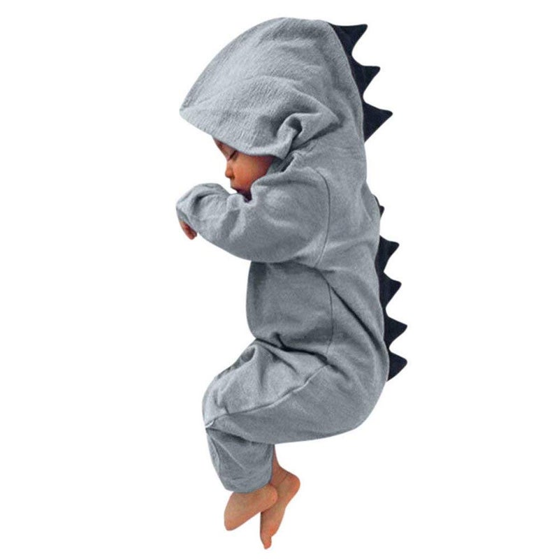 Noubeau Noubeau Interesting Infant Baby Kids Cartoon Dinosaur Hooded Romper Jumpsuit Layette Sets ClothesGray 36 Months