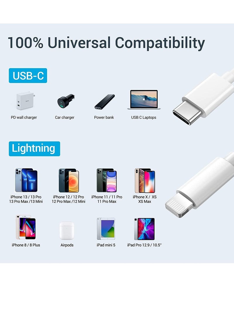 iPhone 13 Fast Charge Cable - Quntis 3Pack 6FT MFi Certified USB-C to Lightning Cable -USB C iPhone Charger - Image 3