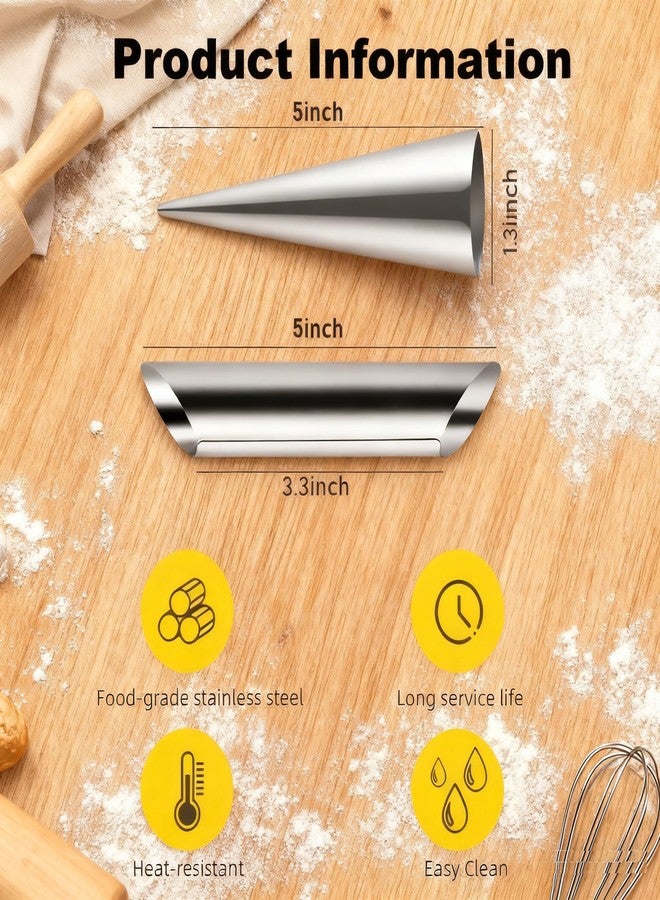 ZENSEWEN 21Pcs Stainless Steel Conical Cream Horn Molds, Non-Stick Cream Horn Molds, 5 inch Large Size Cannoli Tubes Kit Pack of Baking Cones Pastry Roll Horn Croissant Mold with Brush - Image 4