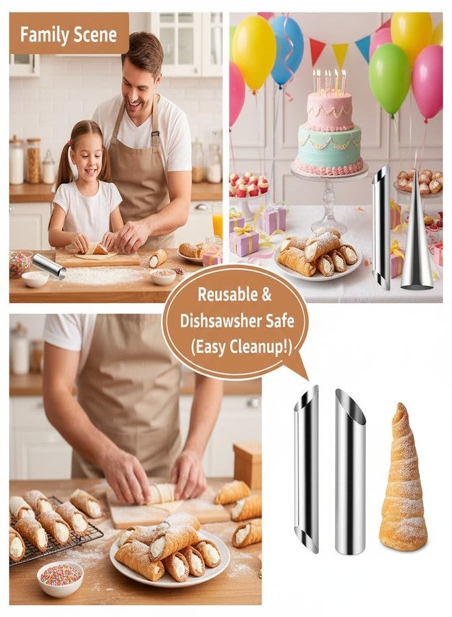 ZENSEWEN 21Pcs Stainless Steel Conical Cream Horn Molds, Non-Stick Cream Horn Molds, 5 inch Large Size Cannoli Tubes Kit Pack of Baking Cones Pastry Roll Horn Croissant Mold with Brush - Image 5