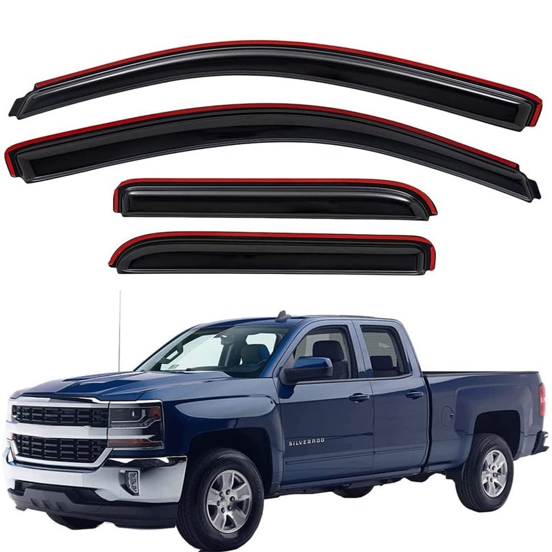 Lightronic Extra Durable InChannel Window Visor Fits 20142018 Chevrolet Silverado GMC Sierra 1500 20152019 SilveradoSierra 2500 HD 3500 HD 2019 SilvSierra Limited Double Cab Smoke 4Pcs