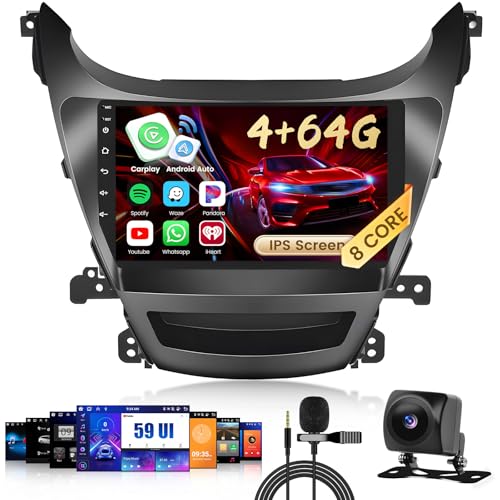 Inefala 4+64G for Hyundai Elantra Radio 2014 2015 2016 CarPlay Car Stereo Upgrade Android 15 9'' Touch Screen 8 Core Android Auto GPS Navigation AHD Backup Camera - Image 1