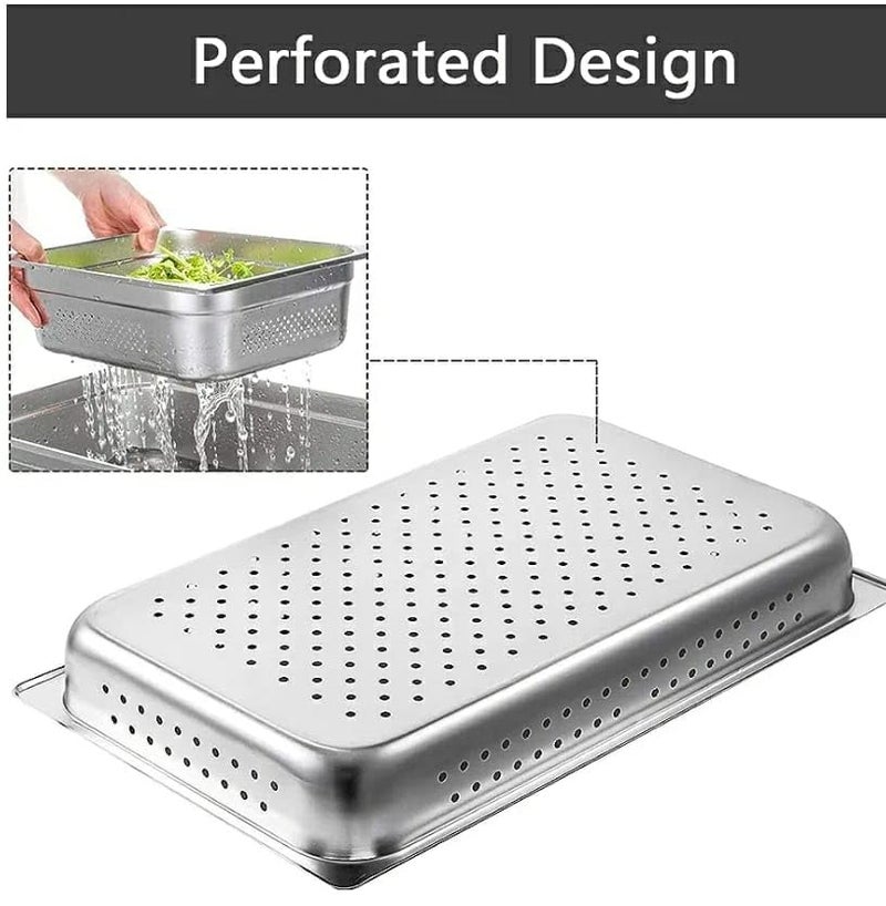 Shoppers Hub PNQ Perforated SS 11 GN PAN 530 x 325cm for Ideal Heavy Duty Use in Hotels Caterings Buffets Restaurants and Other Commercial Places PAN Depth Size 150cm  - Image 4