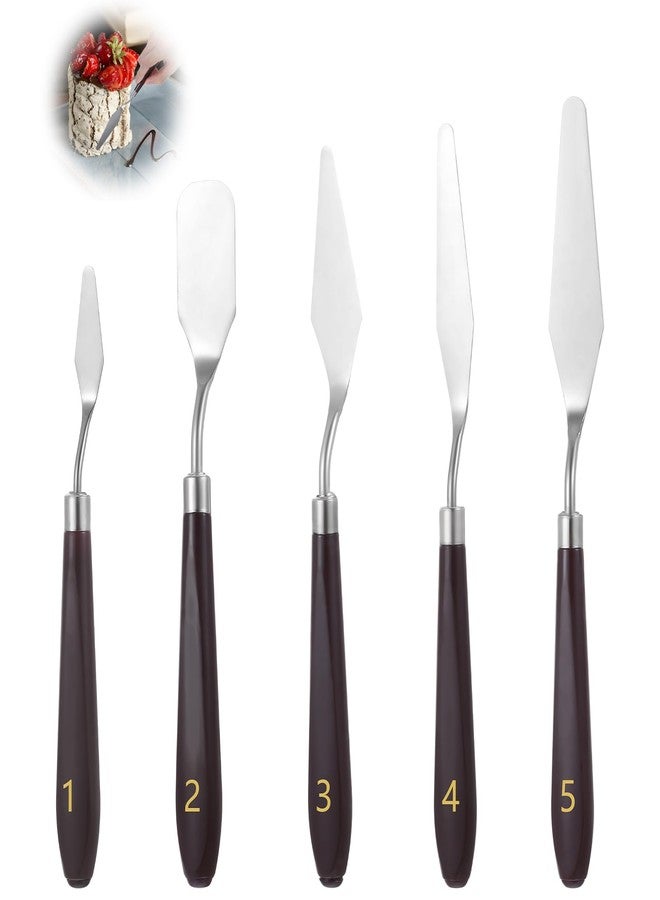 Nogeqi 5PCS Cake Cream Spatula, Stainless Steel Icing Frosting Spatula for Cake Decorating, Art Painting Baking Pastry Tool for Fondant Chocolate Cream Toner - Image 1