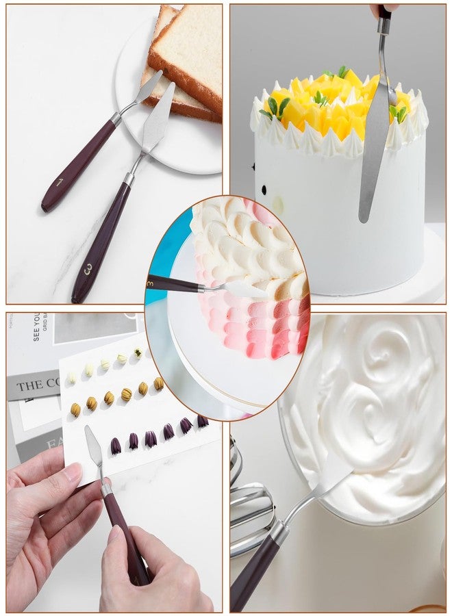 Nogeqi 5PCS Cake Cream Spatula, Stainless Steel Icing Frosting Spatula for Cake Decorating, Art Painting Baking Pastry Tool for Fondant Chocolate Cream Toner - Image 2