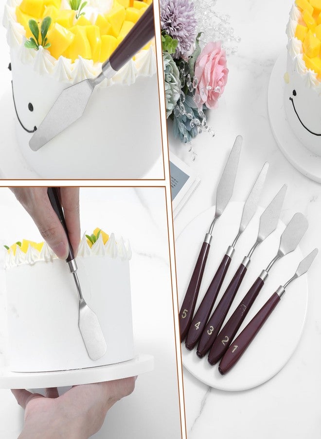 Nogeqi 5PCS Cake Cream Spatula, Stainless Steel Icing Frosting Spatula for Cake Decorating, Art Painting Baking Pastry Tool for Fondant Chocolate Cream Toner - Image 5