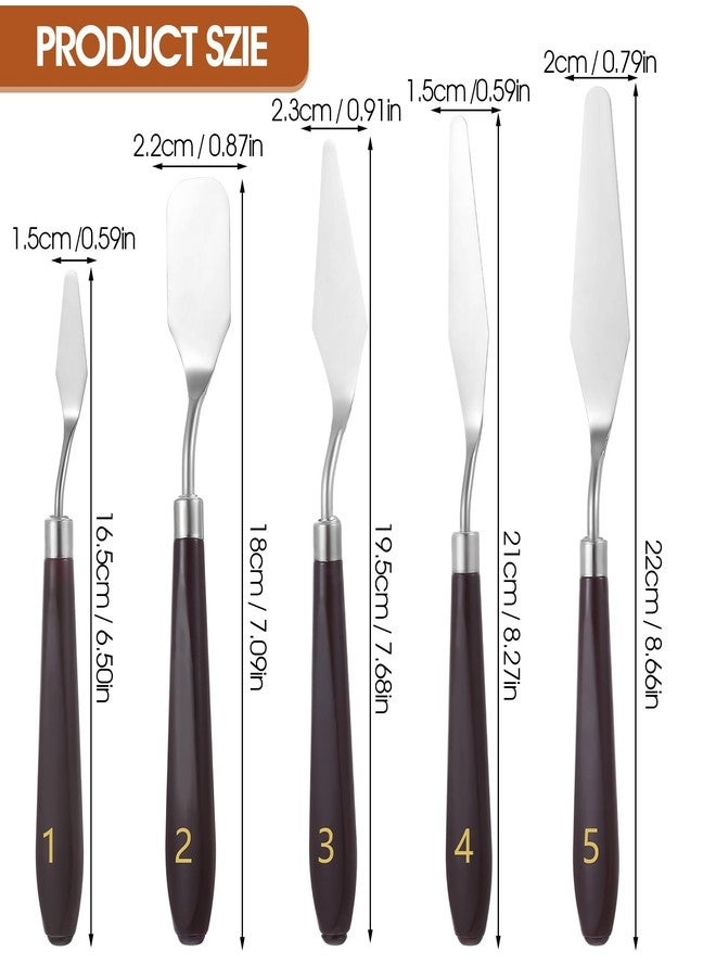 Nogeqi 5PCS Cake Cream Spatula, Stainless Steel Icing Frosting Spatula for Cake Decorating, Art Painting Baking Pastry Tool for Fondant Chocolate Cream Toner - Image 3