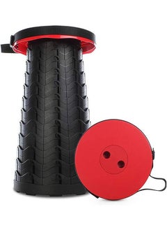 Arabest Portable Retractable Folding Stool,Telescoping Foldable Camping Stool,Load Capacity 400lbs,Height Adjustable for Outdoor Fishing Hiking Gardening Travel BBQ (Red)  - Image 1