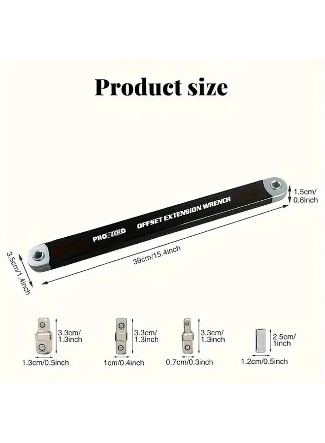 Black Heavy Duty Extended Ratcheting Wrench Professional Automotive Tool - Image 2