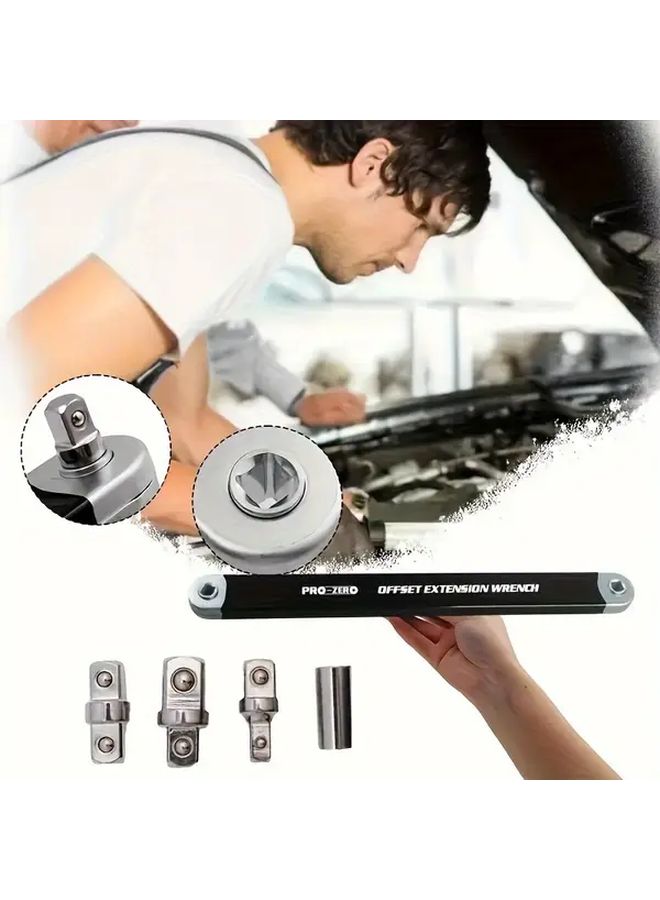 Black Heavy Duty Extended Ratcheting Wrench Professional Automotive Tool - Image 1