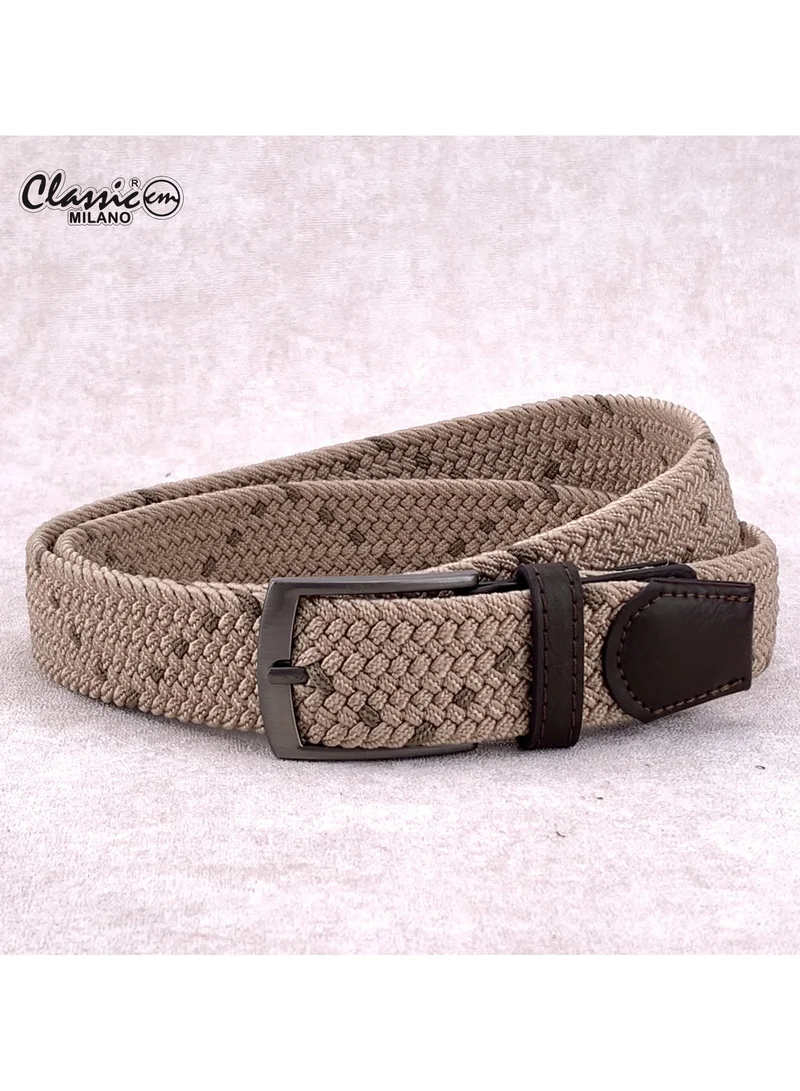 Classic Milano Braided Cotton Elastic Stretch Belt for Men & Women, Woven Canvas Web Belt with Gift Box, Adjustable Men's Belt | Full Length: 110CM (Free Size - Fits up to the waist of 40 Inches / 100 CM)