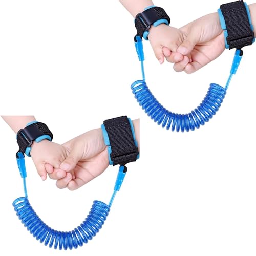 AAMATY 2 Pcs Baby Safety Wrist Link, Anti Lost Child Harness Strap, Adjustable Toddler Leash Band for Walking, Soft Hand Belt Rope (Blue, 1.5 Metre) - Image 1