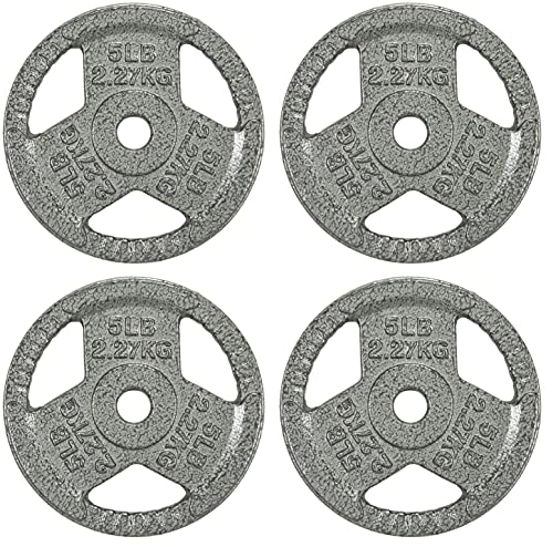 Fitvids Cast Iron Plate Weight Plate for Strength Training and Weightlifting, 1-Inch Center, 5LB (Set of 4) - Image 1