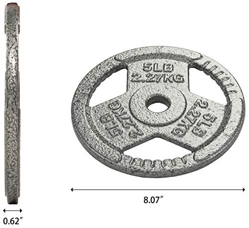 Fitvids Cast Iron Plate Weight Plate for Strength Training and Weightlifting, 1-Inch Center, 5LB (Set of 4) - Image 4