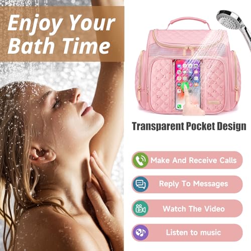 Tealari Large Toiletry Bag for Women Men,Bathroom Bag,Water Resistant Shower Bag,Makeup Bag,Portable Shower Caddy for College Dorm,Hanging Travel Toiletry Bag with Transparent Waterproof Phone Pocket - Image 3