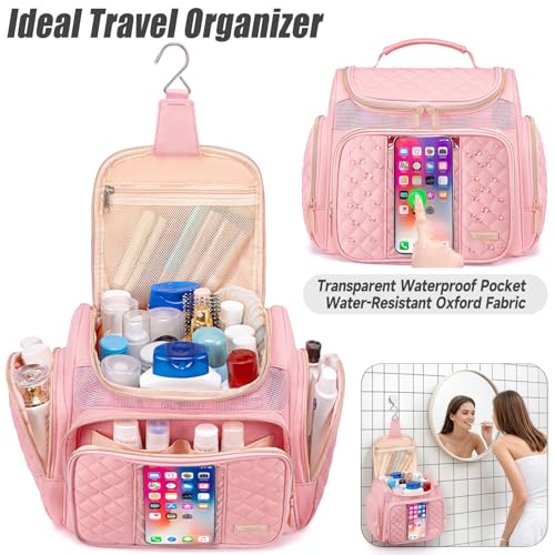 Tealari Large Toiletry Bag for Women Men,Bathroom Bag,Water Resistant Shower Bag,Makeup Bag,Portable Shower Caddy for College Dorm,Hanging Travel Toiletry Bag with Transparent Waterproof Phone Pocket - Image 2
