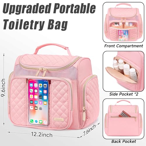 Tealari Large Toiletry Bag for Women Men,Bathroom Bag,Water Resistant Shower Bag,Makeup Bag,Portable Shower Caddy for College Dorm,Hanging Travel Toiletry Bag with Transparent Waterproof Phone Pocket - Image 4