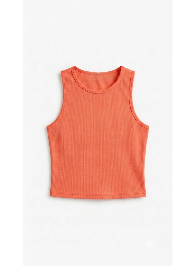 Women's Basic Cotton Rib Crop Top – Sleeveless Everyday Essential – One Size - Image 1