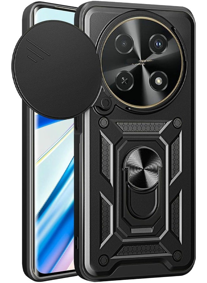 RUGGED SHIELD Honor X9C 5G Case, Honor X9c Cover with Slide Camera Cover, Heavy Duty Shockproof Drop Protection Phone Case Cover with Ring Kickstand for Honor X9C 5G 6.78 inch, Black  - Image 1