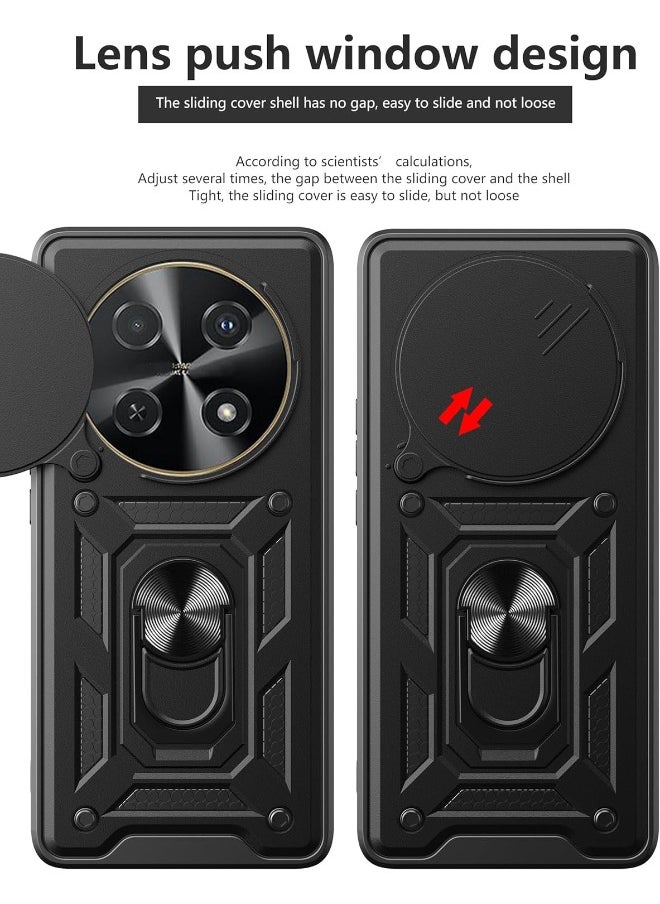 RUGGED SHIELD Honor X9C 5G Case, Honor X9c Cover with Slide Camera Cover, Heavy Duty Shockproof Drop Protection Phone Case Cover with Ring Kickstand for Honor X9C 5G 6.78 inch, Black  - Image 2
