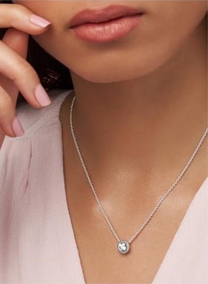 تشوميل قلادة فضية دائرية من حجر البريق الأبدي للنساء - Image 3