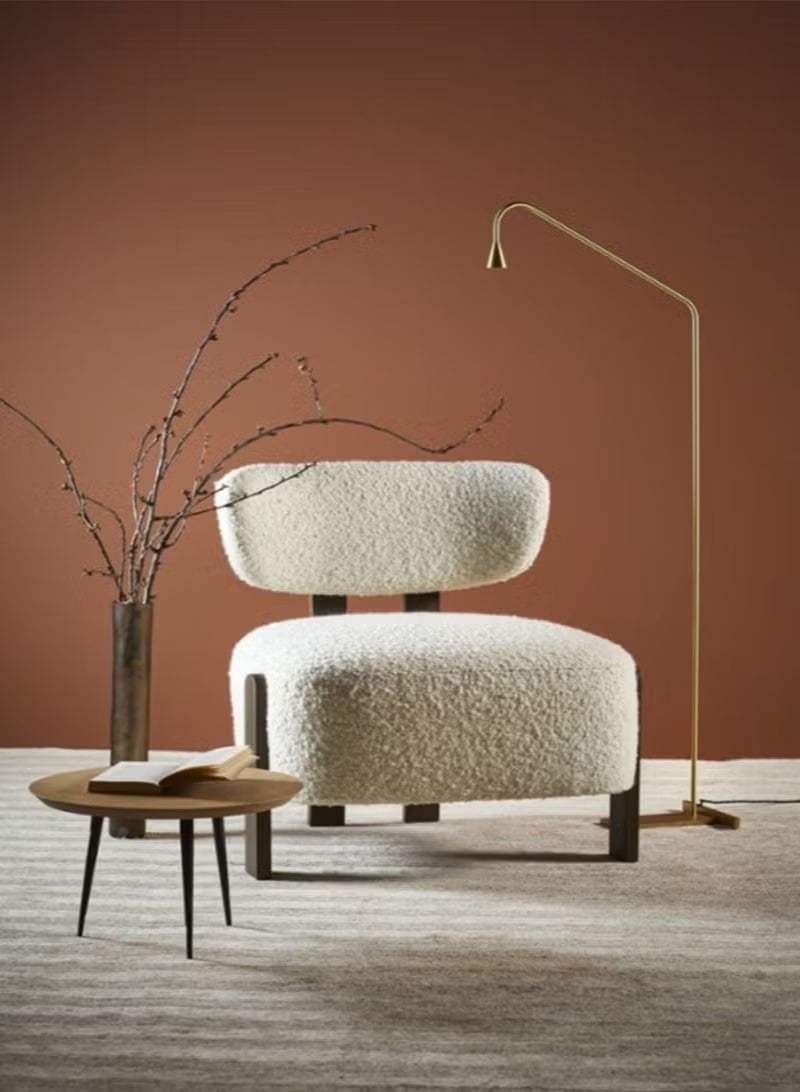 Chair made of bouclé and Swedish wood - beige