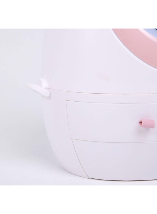 Cosmetic organizer with drawers and LED mirror, waterproof and dustproof, large capacity for storing cosmetics and jewelry. Stylish design for bathroom and bedroom. - Image 2