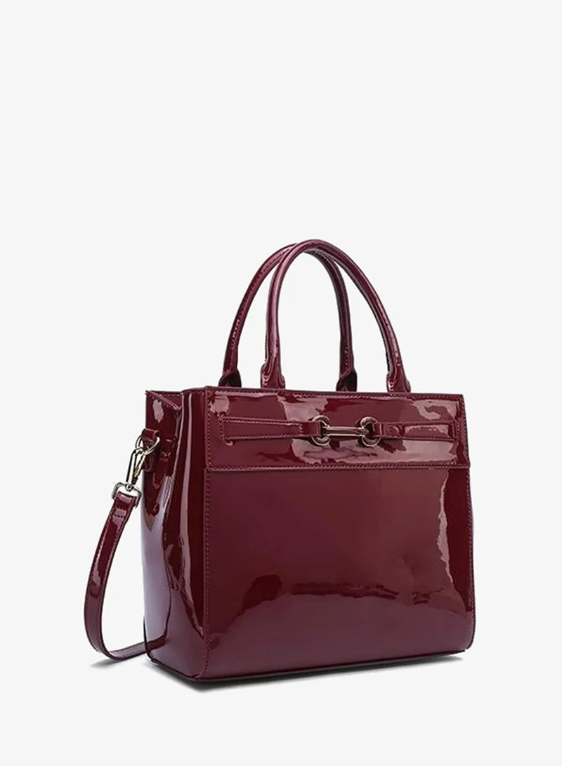 Fyor Stylish Patent Belted Tote Bag DR 003
