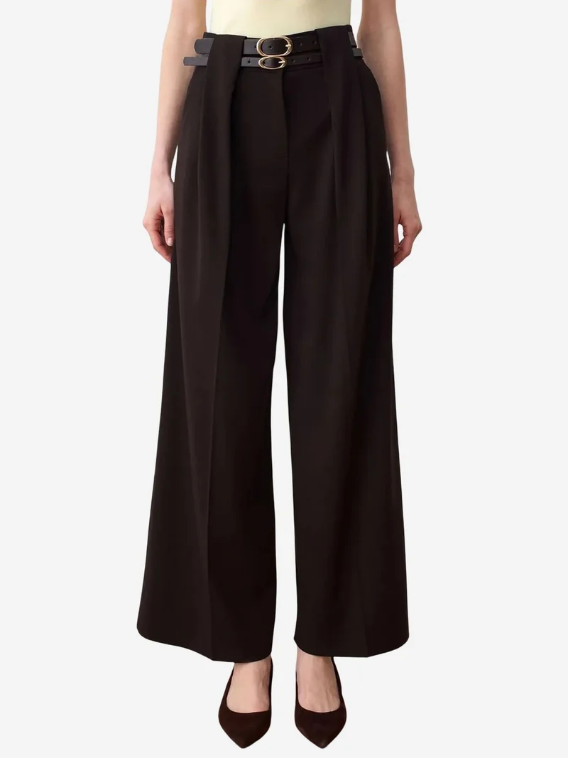 Dilvin DILVIN High-Waist Wide-Leg Pleated Trousers