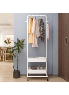 SUPAAR Rack, Clothing Racks for Hanging Clothes with Wheels Metal Clothes Rack with Bottom Storage Basket Shelves Hanging Rack Portable Coat Hanger Holder for Bedroom Hallway - pzsku/Z5705BDA6AADB1BBBB53DZ/45/_/1737381286/8208addb-b346-4956-9d92-b49fc2eb76fb