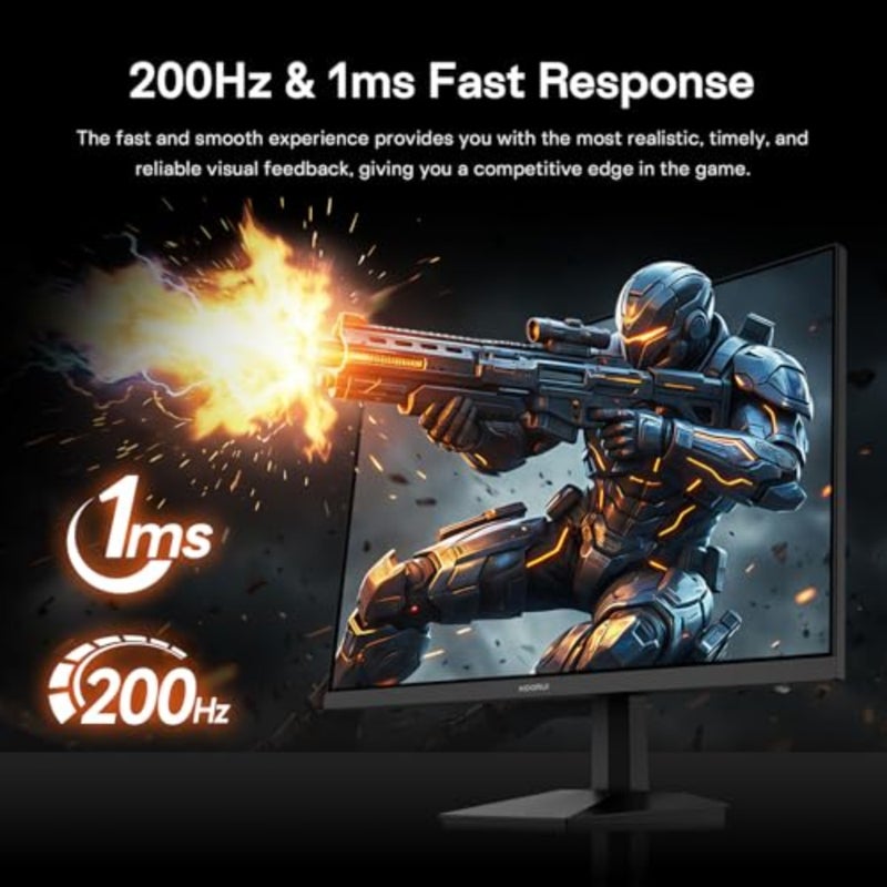 شاشة الألعاب: 27 QHD IPS للألعاب الغامرة، لون أسود، مجموعة ألوان 95 DCI-P3، معدل تحديث 200 هرتز، وقت استجابة 1 مللي ثانية، HDR400، FreeSync Premium، حامل قابل للإمالة - Image 3