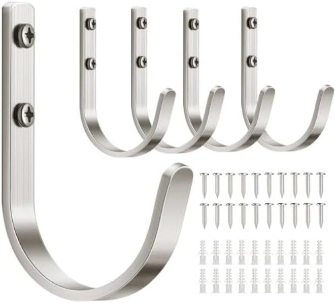 Wall Hooks for Hanging Towel/Coat - 22LB Screw in Metal Hanger Wall Mount, for Outdoor, Closet, Door, Bathrooms, for Backpack, Robe, Black 5  Pack