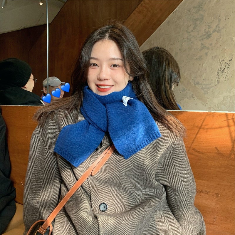 Ins Korean Style Solid Color Scarf Wool Student White Knitted Scarf Men'S South Korea New Style Girl'S Label Warm Thick - Image 3