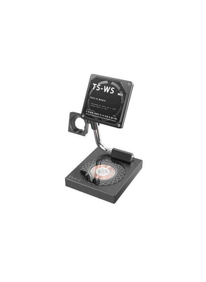 TEGIC - TEGIC TS-WS Double MagSafe Charging Stand Nano-Silica Gel Bottom 3-in-1 Wireless 30W USB-C Input & Output Charger Station for iPhone 12/13/14 Apple Watch AirPods Qi Devices - Image 1