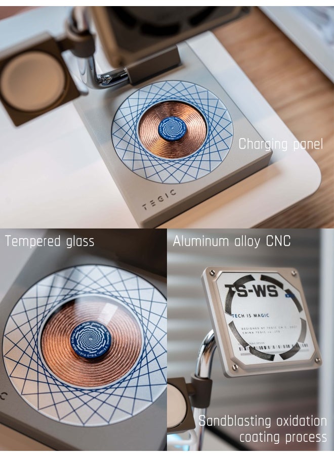 TEGIC - TEGIC TS-WS Double MagSafe Charging Stand Nano-Silica Gel Bottom 3-in-1 Wireless 30W USB-C Input & Output Charger Station for iPhone 12/13/14 Apple Watch AirPods Qi Devices - Image 1
